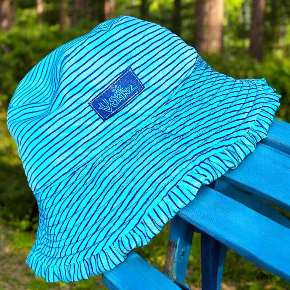 UV Skinz Reversible Colorful Stylized Pineapples/Blue Striped Bucket Hat!